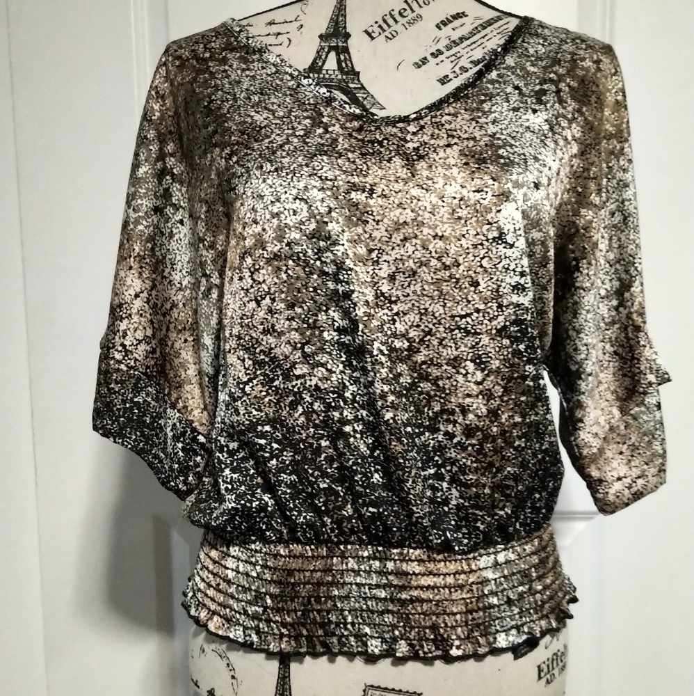 Charlotte Russe Black and Gold Blouse- S